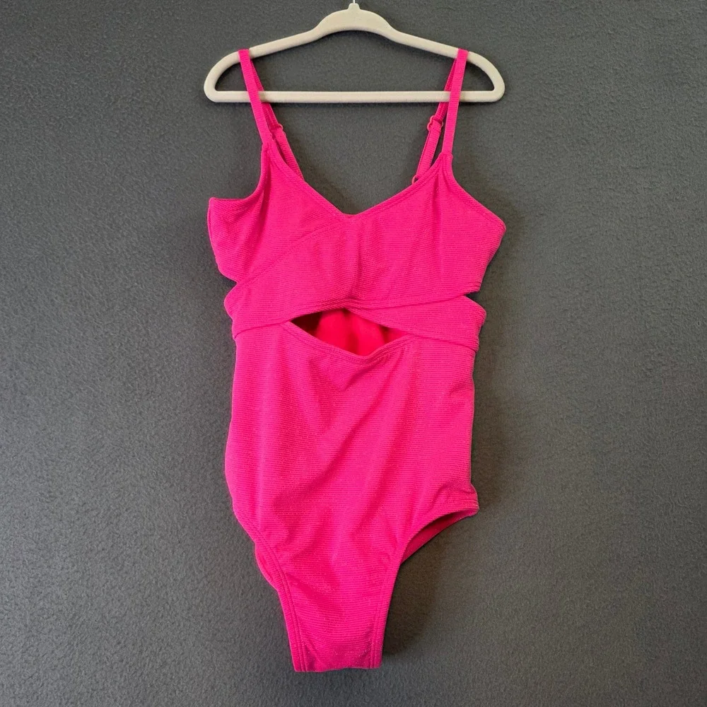 Art Class Girls Pink Sparkle Cut-Out One Piece Swimsuit Size S 6/7